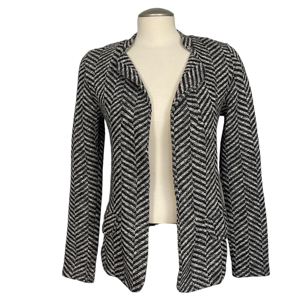 EUC Anthropologie Dolan Left Coast blazer, herringbone knit, black/white, Small